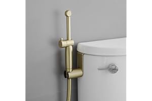 Bathfinesse Gold Bidet Sprayer Set, Sprayer Faucet for Toilet with Adjustable Water Pressure, Handheld Bidet Attachment Set, Brushed Gold