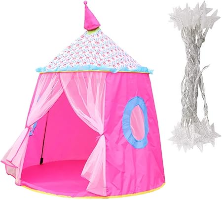 Amazon Flovingこどもテント テント子供用 女の子 キッズテント Kids Tent 折り畳み式 プレイテントハウス ボールプール イルミネーション付き キャリーバッグ付き 設置簡単 室内 屋外 おままごと プレゼントお祝い 知育玩具 パオテント ピンク キッズテント おもちゃ