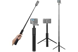 KONPCOIU 48" Invisible Extendable Camera Selfie Stick for Insta360, one x2 x2 x3 RS GO3 Gopro Max Hero 12 11 10 9 8 7 6 5 and Other Action Cameras with 1/4" Screw Mini Portable Camera Tripod