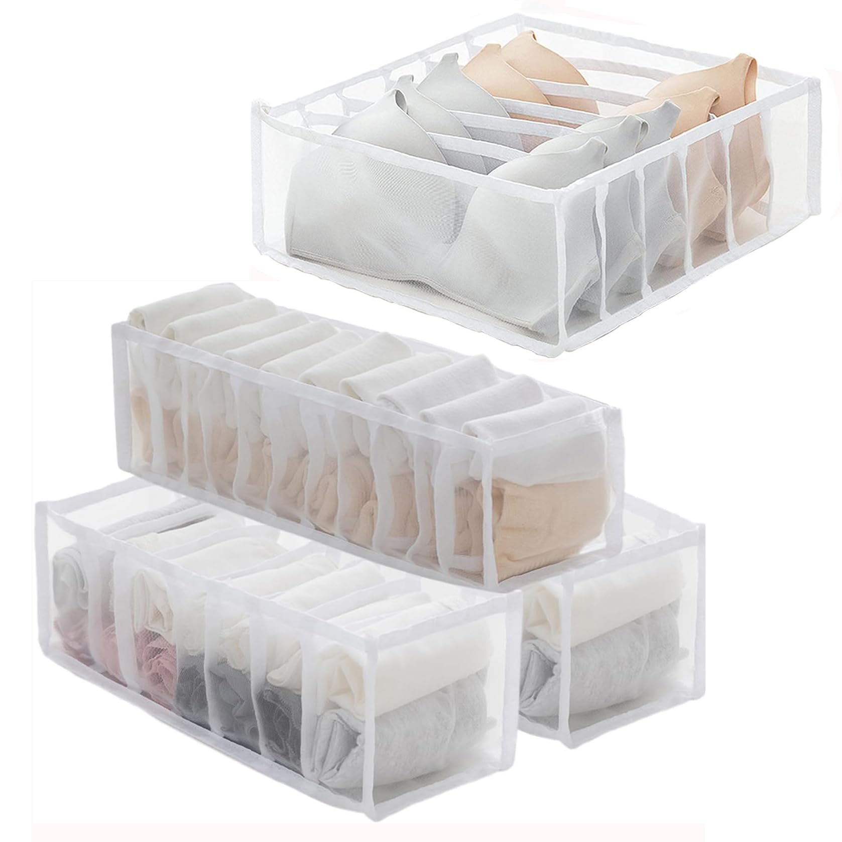 RUIENGCOMM 4Pcs Wardrobe storage Organiser Foldable Washable Storage Box Closet Dividers Clothes Drawer Organisers for Sock Underwear Panties Belts Neck Ties and Handkerchiefs