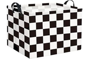 HIYAGON Rectangular Car Basket for Boys Checkered Basket Kids Baby Storage Bin Toy Organizer Box Car Room Decor(Racing Flag)