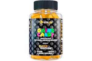 ALPHA LION Gains Candy, Supplement Pills That Support Weight Loss, Muscle Building, Decrease Body Fat, Upgrade Energy & Workout Performance, 60 Capsules (DHB Berberine-GlucoVantage®)