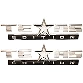 Muzzys (Set of Two) Chrome and Black Texas Edition 3M Stick On Emblem Badge FITS GMC Sierra Chevy Silverado Sierra Suburban T