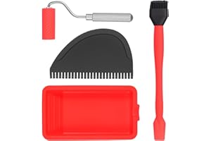 Silicone Roller with Silicone Tray, Woodworking Glue Applicator Set Reusable Hand Tool Set with Brush and Spreader for Arts C
