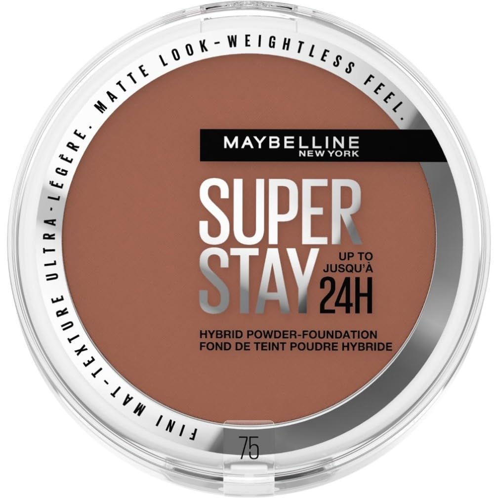 Maybelline Powder Foundation, Long-lasting 24H Wear, Medium to Full Coverage, Transfer, Water & Sweat Resistant, SuperStay 24H Hybrid Powder Foundation, 75 — image 1