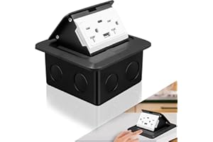Pop up Floor Outlet Box Kit Waterproof Electrical Outlet Cover Box with 4.8A USB A & Type C Charge and 20 Amp Tamper Resistan