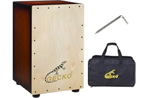 GECKO Cajon BOX Drum-Wooden Percussion Box, with Internal Adjustable Guitar Strings
