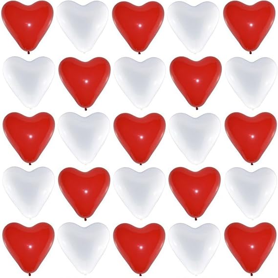bestehemden 50 Große Premium Herz Luftballons 25 Rot 25 Weiß Ø 30cm Helium Geeignet Markenqualität Party Hochzeit Geburtstag 
