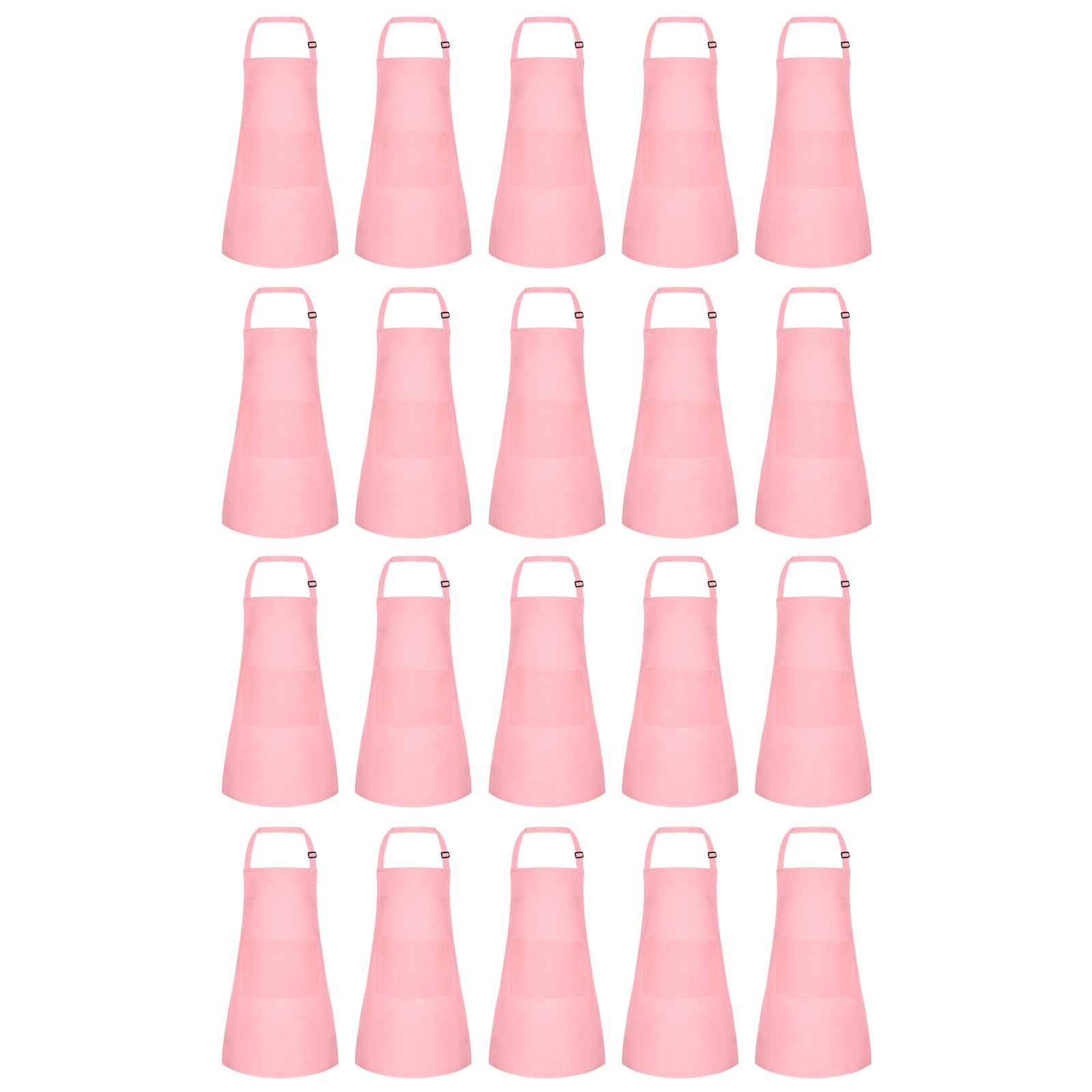 BOUBONI 20 Pcs Kids Apron with 2 Pockets Adjustable Kids Chef Apron Bulk for Cooking Baking Painting Crafting (Pink)