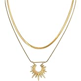 GAFATORY Gold Sun Unique Dainty Gold Necklace for Women Chunky Charm Necklaces Vintage Pendant Necklace Filled Necklace Cute Gold Necklaces Plated Charms for Women