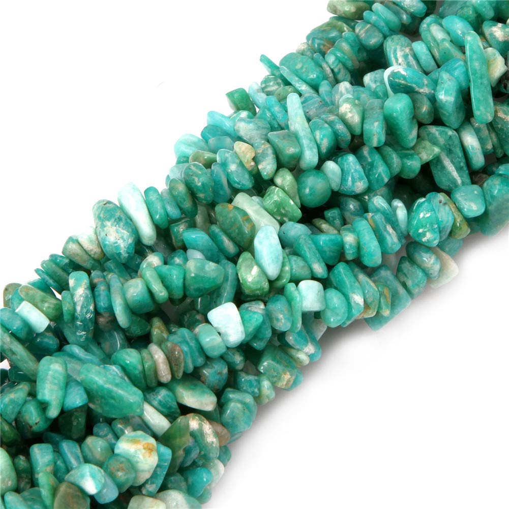 GEM-Inside Genuine Green Amazonite Chips 5-8mm Gemstone Semi Precious for Jewellery Making 34" per Strand