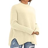 Eytino Womens Plus Size Sweaters Long Sleeve Crew Neck Split Hem Casual Oversized Ribbed Knit Tunic Pullover Tops(1X-5X)