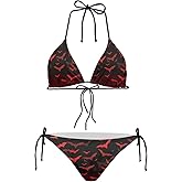 JEOCODY Women's High Waist Halter Bikini Set Two Piece Swimsuits Triangle Bikini Sets