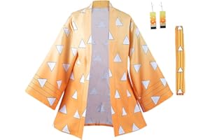 Haydory Women Kochou Shinobu/Agatsuma Zenitsu/Rengoku Kyoujurou Cloak Cosplay Costume Kimono Cape Robe Halloween Suit Adult