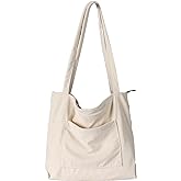 WantGor Women Corduroy Tote Bag, Large Shoulder Hobo Bags Casual Handbags Big Capacity Shopping Work Bag