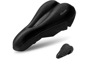 Ryaco Gel Bike Seat Cushion Cover - Breathable Comfortable Bicycle Saddle Cover Black with Water&Dust Resistant Cover Fits Spin, Stationary Exercise Bike, Outdoor or Indoor Cycling