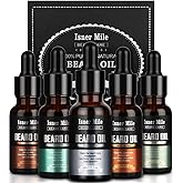 ISNER MILE 5 Pack Beard Oil Kit: Sandalwood Orange Cedarwood Sage Unscented for Beard Care & Conditioner, Christmas Stocking Stuffers for Adults Men, Birthday Gifts for Him Boyfriend Dad Husband