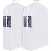 Univivi Premium Cotton Garment Bags for Hanging Clothes and Storage, 40 Inch Washable Suit Cover Bag with Extra Large 10" Gusset & Clear Window - Perfect for Suits, Coats, Jackets - 2 Pack