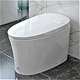 R&T Tankless Smart Toilet Touchless Auto Flush 1.28-GPF Battery-Operated One-Piece HET Intelligent Toilet for Bathroom