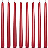 Set of 8 10 Inch Red Taper Candles, Dripless Unscented Decorative Burgundy Colored Skinny 0.76 Inch Base Candlesticks for Home Party Dinner Table Decoration