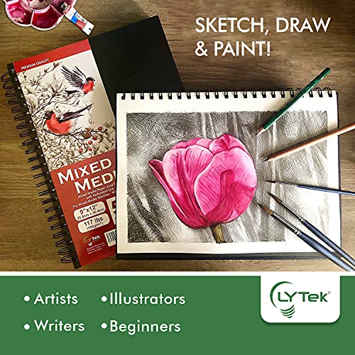 LYTek Mixed Media Sketchbook,Multimedia Sketch Book Hardcover, for Drawing,Sketching and