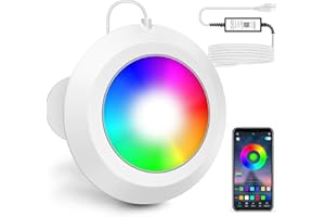 LyLmLe LED Pool Lights, 20W Smart Magnetic Underwater Lights with APP Control, 800lm Dimmable, IP68 Waterproof 12V Nicheless 