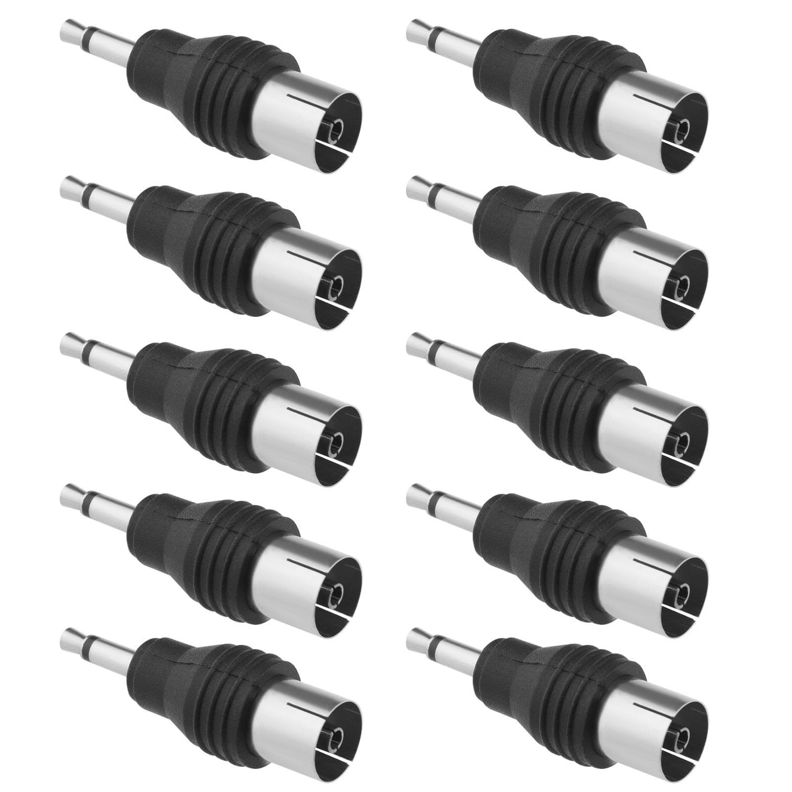 YINETTECH 10Pcs 3.5mm Mono Plug to Coaxial Socket Adapter Compatible with Wave III IV and DAB Receiver Radio TV Aerial Connector Black