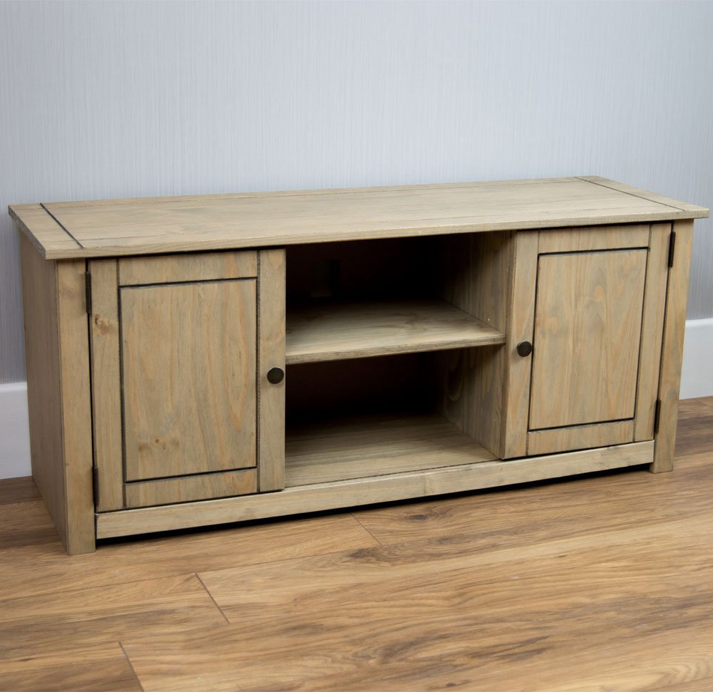 Vida Designs Panama 2 Door Entertainment TV Unit Waxed Pine Finish