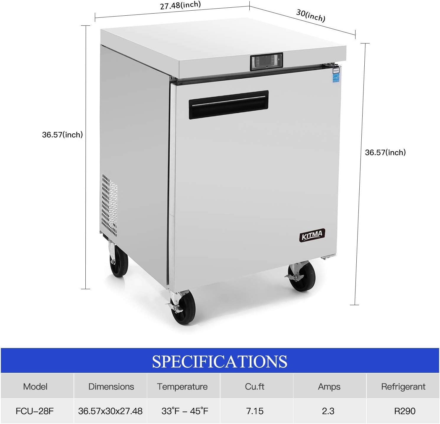 33 Commercial Refrigerator 7 15 Cu Ft Kitma Single Door Horizontal Refrigerator 45 Stainless Steel Refrigeration Equipment For Restaurant Undercounter Fridge Industrial Scientific Refrigerators I2iconsultants Com