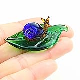 Mini Crystal Green Leaf Glass Snail:Decor Insect