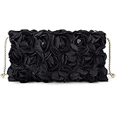 Simcat Clutch Purse for Women Elegant Evening Bags in Floral Satin with Detachable Strap Small Purse for Wedding, Party, Prom