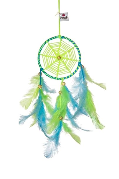 Rooh Dream Catcher Neon Green & Blue Wall Decor & Car Hanging