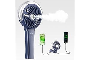 HandFan 4000mAh Upgraded Handheld Misting Fan, 50ml Water Tank, Rechargeable Personal Mister Fan Portable AC, Spray Water Mist Fans, Foldable Cooling Ice Fans for Beach Travel Disney(Royal Blue)