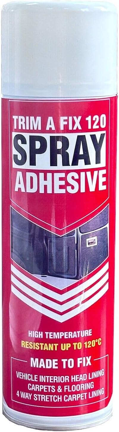 Trim Fix 500ml High Temp Adhesive Spray for Van Lining - Fabric Leather Carpet