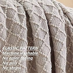 CREVENT Farmhouse Knit Throw Blanket for Couch Sofa