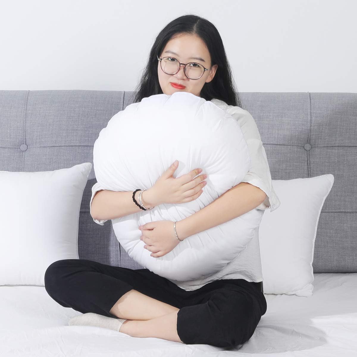 HOMEIDEAS Throw Pillow Insert Round 24" - 100% Cotton Couch Pillow Insert - Hypoallergenic Stuffer Pillow Inserts Sham (1 Pack): Home & Kitchen