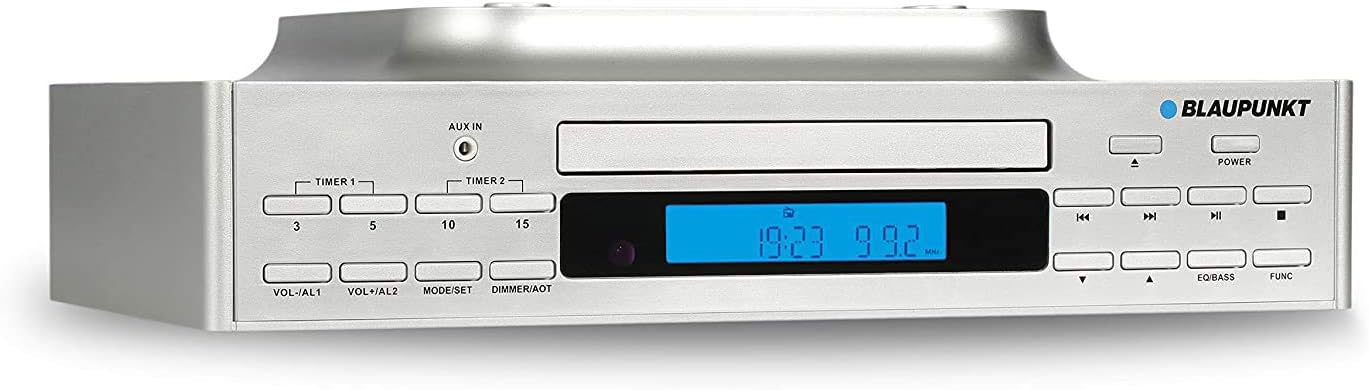 Blaupunkt Küchenradio KRC 40 SV, PLL-UKW-Radio, Bluetooth, Aux-In, CD-Wiedergabe, Hintergrundbeleuchtetes LC-Display, Integriertes LED-Licht zur Ausleuchtung der Arbeitsfläche,2 Kurzzeitwecker.