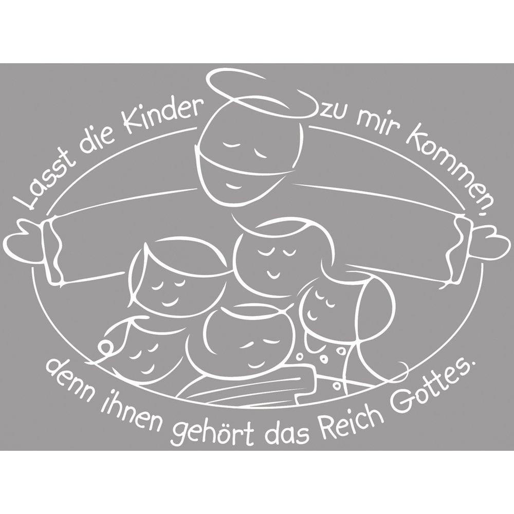 RAYHER "Lasst die Kinder kommen.. Wooden Stamp, Wood, Red, 9 x 7 x 2.6 cm