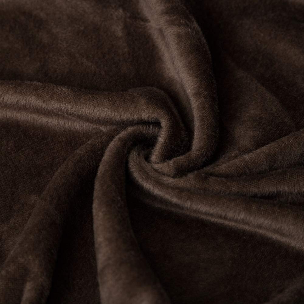 ACOMOPACK Velvet Sofa Cover Stretch Couch Cover for 2 Cushion Couch Cover Sofa Slipcover with Plastic Tuckers and Side Pocket for Living Room Furniture Protector for Dogs(Loveseat, Coffee)