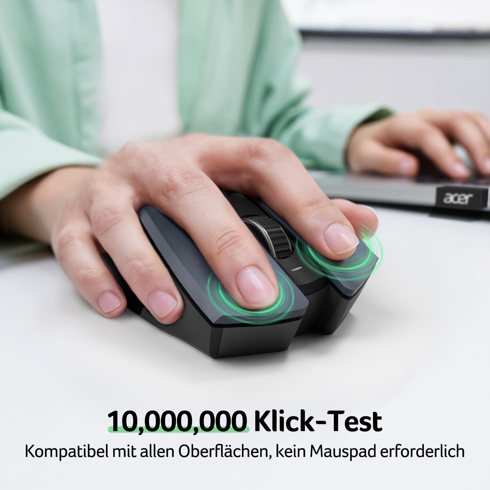 acer Maus Kabellos, 2.4GHz 1600 DPI Funkmaus, 3 Einstellbare DPI Wireless Mouse mit 6 Tasten, Batteriebetriebene Kabellose Maus für Laptop, PC und MacBook, Empfohlen für Rechtshänder 5