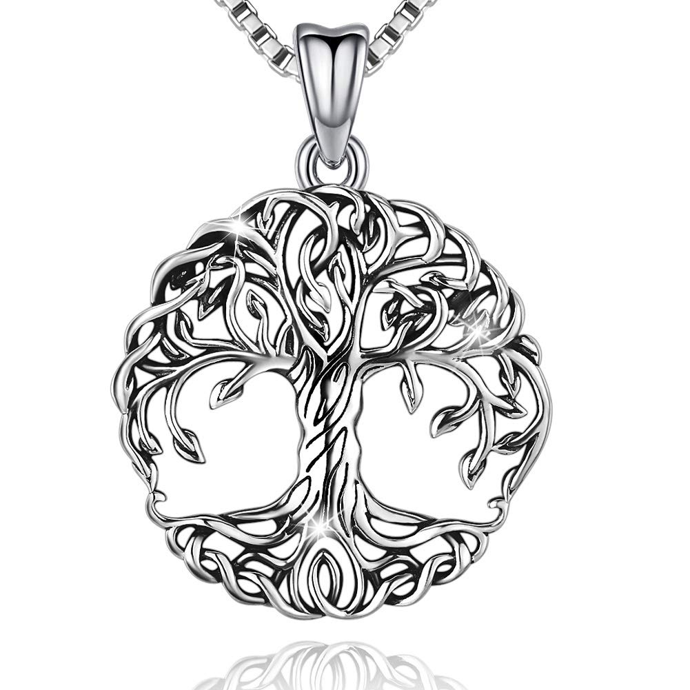Friggem Tree-of-Life-Necklace for Women, Silver-Jewellery-Pendant for Mom Wife Girlfriend Girls Daughter — image 1