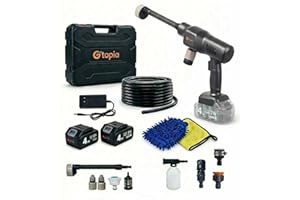 880PSI Portable Cordless Pressure Washer, 2 * 4.0Ah Power Batteries for 60 Mins Use, 10M Frost-Proof Hose, 6-in-1 Nozzle, Tap