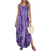BELAROI Womens Plus Size Maxi Dress Sundress Summer Casual Sleeveless Scoop Neck Pockets Beach Swimsuit Coverup Loose Outfits