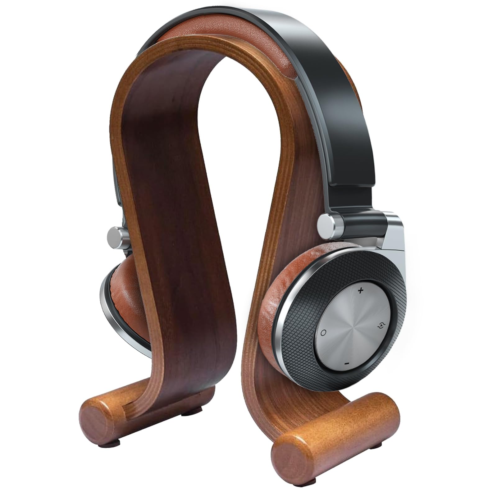 Tebery Wooden Headphone Stand Headphone Holder Headset Hanger Headset Rest - For All Headphone Size In Walnut (Brown)