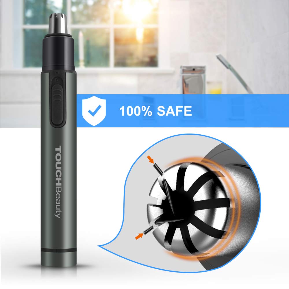 TOUCHBeauty Ear Nose Hair Trimmer for Men Personal Groomer Machine Battery Powered Gray TB-0656M