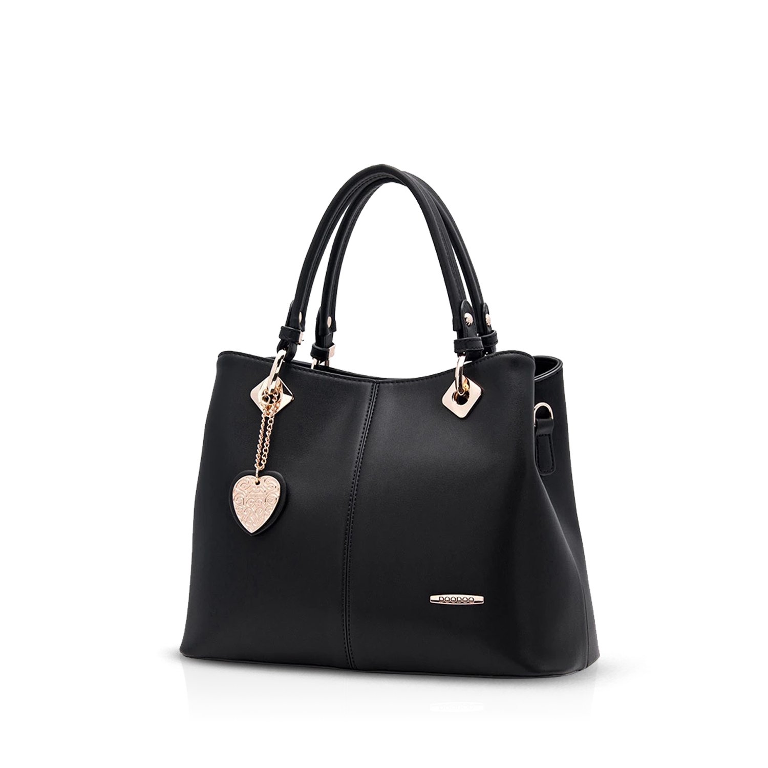 NICOLE&DORIS Women Top Handle Bags Square Middle Size Waterproof PU Leatherrproof PU Leather Black