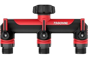 TSGOHNL 3/4-Inch Garden Hose Splitter, Outdoor Faucet Adapter, Patio Hydrant Manifold - Designed for Multiple Irrigation System Sprinkler Timers, 3-Way Hose Bib Valve-red