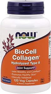 NOW Supplements, BioCell Collagen® Hydrolyzed Type II, Clinically Validated, 120 Veg Capsules