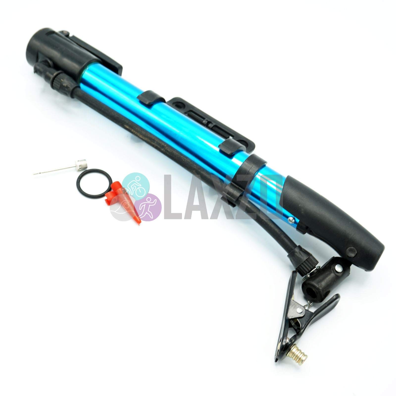 Laxzo ® Bicycle Pump Mini Bike Pump-Aluminum Alloy Cycle Pump for Presta & Schrader Valve Frame Mounted for Road, Ball Pump Needle/Frame Mount Valve