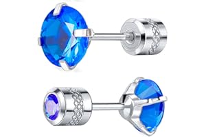 VOLUKA Cubic Zirconia Stainless Steel Screw Earrings - Titanium Screw Back Earrings 20G Pure Titanium Earpost - Hypoallergenic for Women Men Trendy Cartilage Stud Earrings